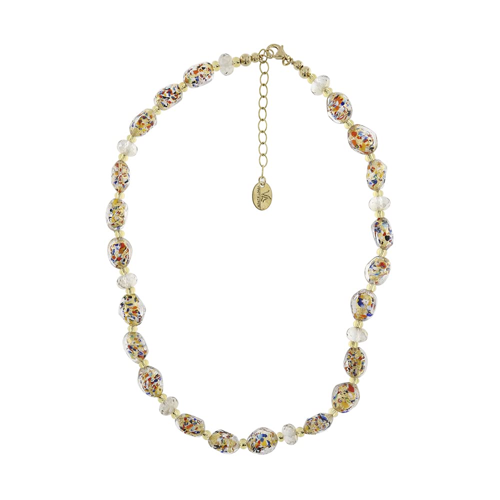 Venetiaurum - Collana Girocollo con Pietre in Vetro Originale di Murano e Argento 925 - Gioiello Made In Italy Certificato