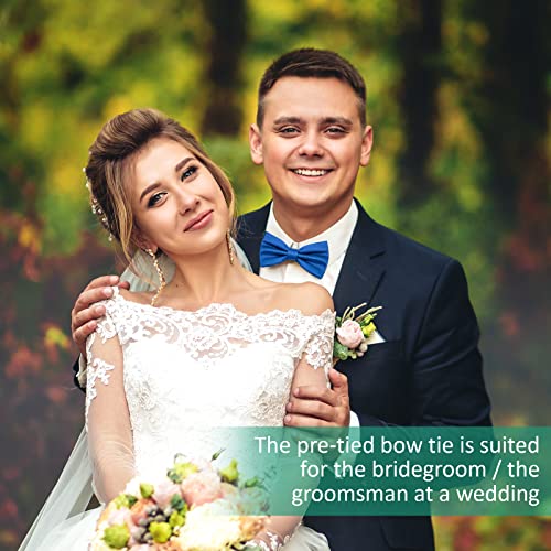 Pafuwei Men's Pre-Tied Bow Tie, Tux Bowtie Solid Color Neck Bow Ties Adjustable Length Formal Satin Bow Tie For Wedding Party (Polyester, Royal Blue) #TOP6