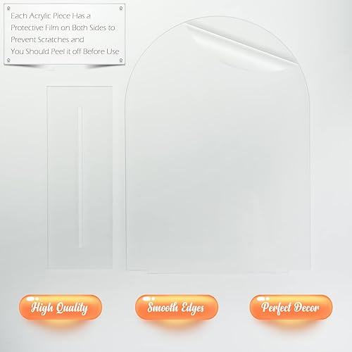 Miniatura 48 de Letrero de arco acrílico con espejo dorado de 5 x 7 pulgadas con soporte, paquete de 10 letreros acrílicos de arco dorado en blanco con base