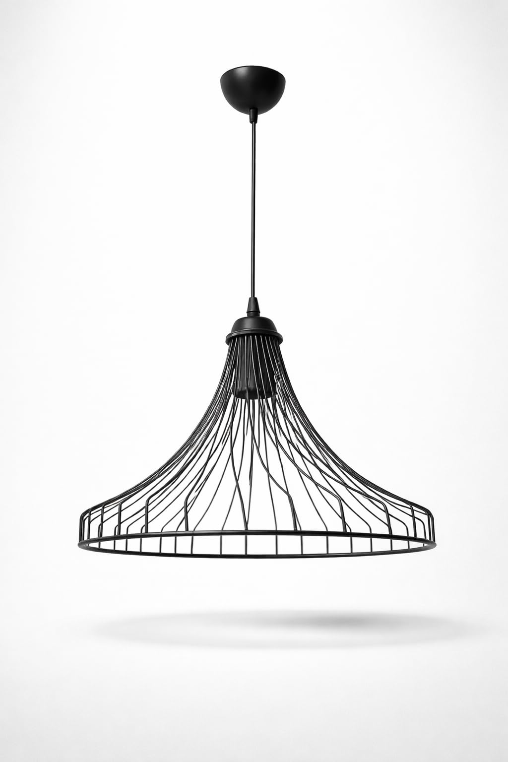 Modern Siyah Tel Avize Sarkıt Lamba – Endüstriyel Metal Pendant Light, Yemek Masası, Salon, Mutfak ve Yatak Odası için Minimal Tavan Aydınlatması