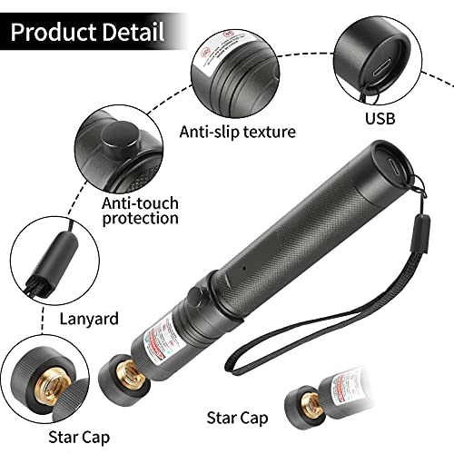Suu66 Long Range Green Pointer USB Charging, Adjustable Focus Tactical Flashlight Suitable for Night Astronomy Outdoor Camping and Hiking Rechargeable high Power - Thumbnail 2
