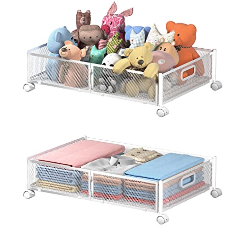 Image of Uyokcnie Under Bed Storage Containers, Under Bed Shoe Storage With Wheels, Foldable Bedroom Storage Organization with Handles, Under Bed Storage Bins Drawer For Clothes, Blankets And Shoes, Bedding