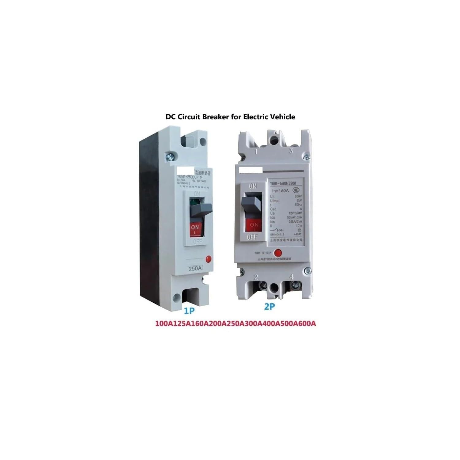 Interruttore Magnetotermico 12V 24V 48V 300A 400A 500A 600A DC Circuit Breaker Interruttore Aria Stampato Caso Protezione Della Batteria Solare(1P,500A)