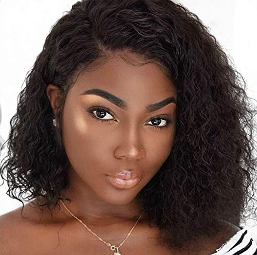 Chantiche Bob 360 Lace Wig with Baby Hair, Glueless Curly Human Hair Wigs for Black Women Brazilian Wigs 150% Density Natural Color 10inches