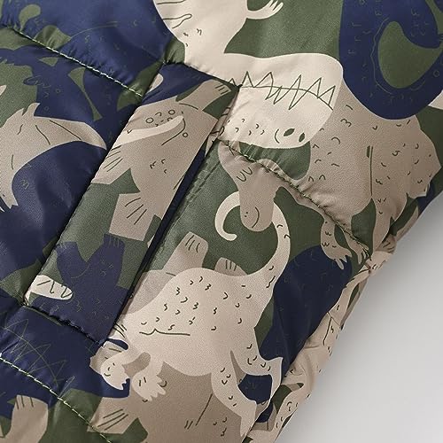 Toddler Winter Coat Boys Girls Fleece Lined Hooded Padded Jackets Cute Cartoon Dinosaur Printed Thick Warm Outerwear4