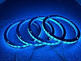 4PCS 6.5' RGB Multiple Changing Car LED Speaker Ring Light Kit Colors Shift Coxial Lights Spacer Ring Light Bluetooth App & Remote Control