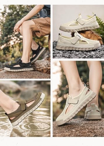 Men's Mesh Fisherman Sandals, Comfort Non Slip Lightweight Hand Stitching Beach Sandals Outdoor Sandals for Wading & Fishing2