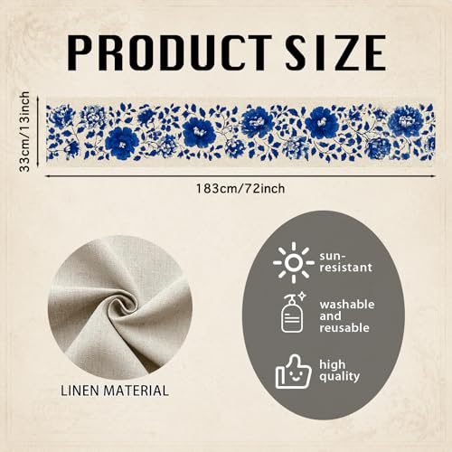 Image of Nuxovilar Country Floral Table Runner Flax 13x72 in