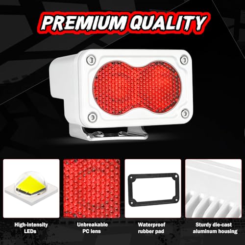 Image of Red Pod Lights Hunting Fishing Emergency Signal LED Lights | 2PCS Waterproof 3 Inch Red Rear LED Light Cube Off Road Backup Light Bar Auxiliary Fog Lights for Truck UTV Pickup Boat