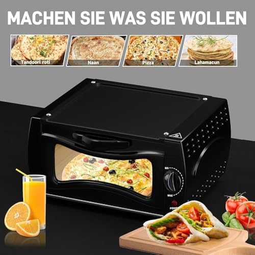 1500W Multifunctional Electric Pizza Oven - Countertop Mini Maker with 50-400℃ Temperature Control, Baking Tray, Rack & Handle for Perfect Homemade Pizzas