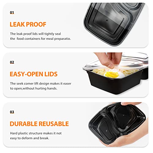 Landmore Meal Prep Containers, Food Prep Container 20 Pack 35Oz 2 Compartment With Lid, Bpa Free, Stackable/Reusable Lunch Boxes, Microwavable & Freezer Safe #TOP2