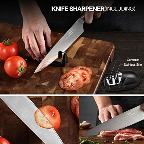 Aroma House Chef Knife 8 Inch, Kitchen Gadgets, Kitchen Knife For Meat Cutting, Carbon Stainless Steel With Knife Sharpeners, Cooking Gifts. #TOP2