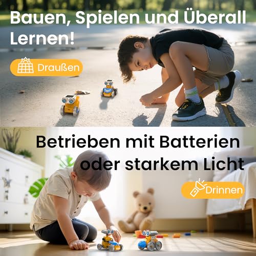 Sillbird Solar Roboter Bausatz für Jungen, 21-in-1 STEM Lernspielzeug für Kinder ab 8 Jahren, Kreative Geschenke für Weihnachten und Geburtstage, 211 Teilen gelb
