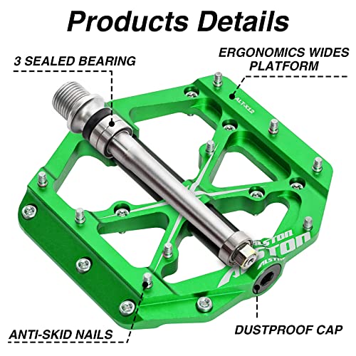 Alston Mountain Bike Pedals 3 Sealed Bearing Colorful Machined Cycling Ultra Strong Spindle Alloy Non-Slip Lightweight Pedal For Mtb And Road Bike 9/16" #TOP2