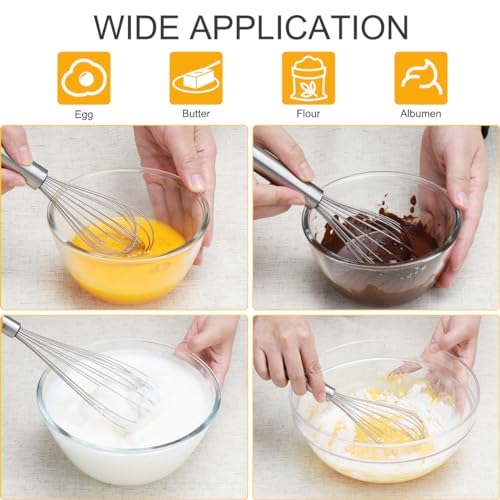 Image of HOTEC Stainless Steel Whisk Set of 4, Food Grade Balloon Whisk Egg Beater, Thicken Wire Mixing Whisk for Baking, Cooking, Whisking Cream, Sauce, Pancake Batter
