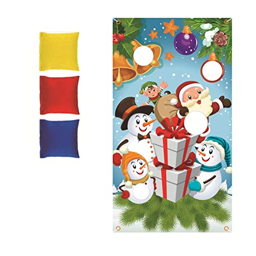 Ridecle Weihnachts-Sitzsack-Wurfspiel, lustiges Sitzsack-Wurfspiel, süßes Schneemann-Wurfspiel-Spielzeug mit 2 Sitzsäcken, Weihnachtsthema-Partyzubehör für Indoor-Outdoor-Spiele Cover
