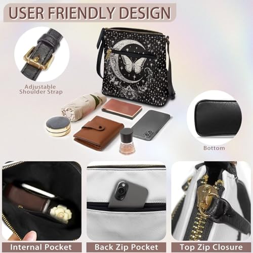 Image of Leather Purses for Women, Leather Hobo Bags for Women Travel Sling Purse Triple Zippered Pockets Shoulder Bag
