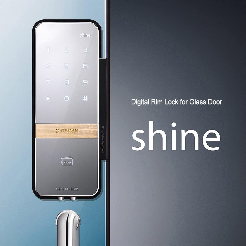 GATEMAN Shine Digital Glass Lock installed on a glass door