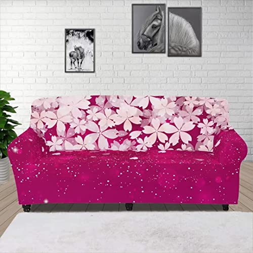 Gostong Pink Blossom Cherry Flower Sofa Slipcover Stretch Cushion Cover Sofa Slipcover For Home Decor Furniture Cover 3 Seater Polyester Sofa Protector 1 Piece Couch Cover #TOP15