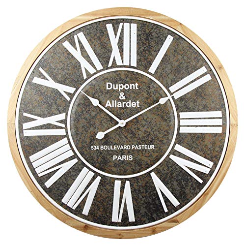 Alice's Collection Grande horloge ronde en MDF et fer Diamètre 80 cm