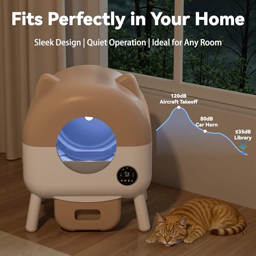 Self Cleaning Automatic Cat Litter Box with APP Control – Large Capacity Design for Multiple Cats, Includes Litter Mat & 2 Rolls Trash Bags, Odor-Free & Safety Sensors, Removable Washable Liner,Brown - Image 6