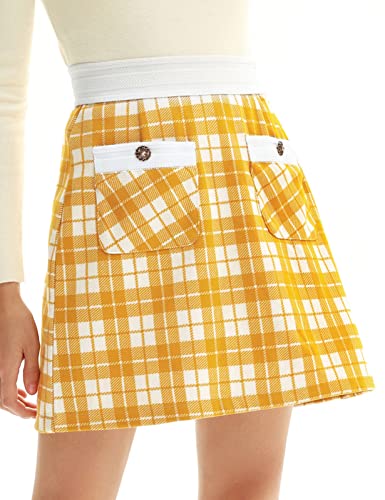 Belle Poque Women s High Waist Mini Skirt Tweed A-Line Pencil Skirt with Pocket
