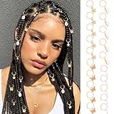 Formery Butterfly Hair Jewelry Braids Gold Star Braid Charms Pearl Shell African Loc Accessories for Women (20pcs)