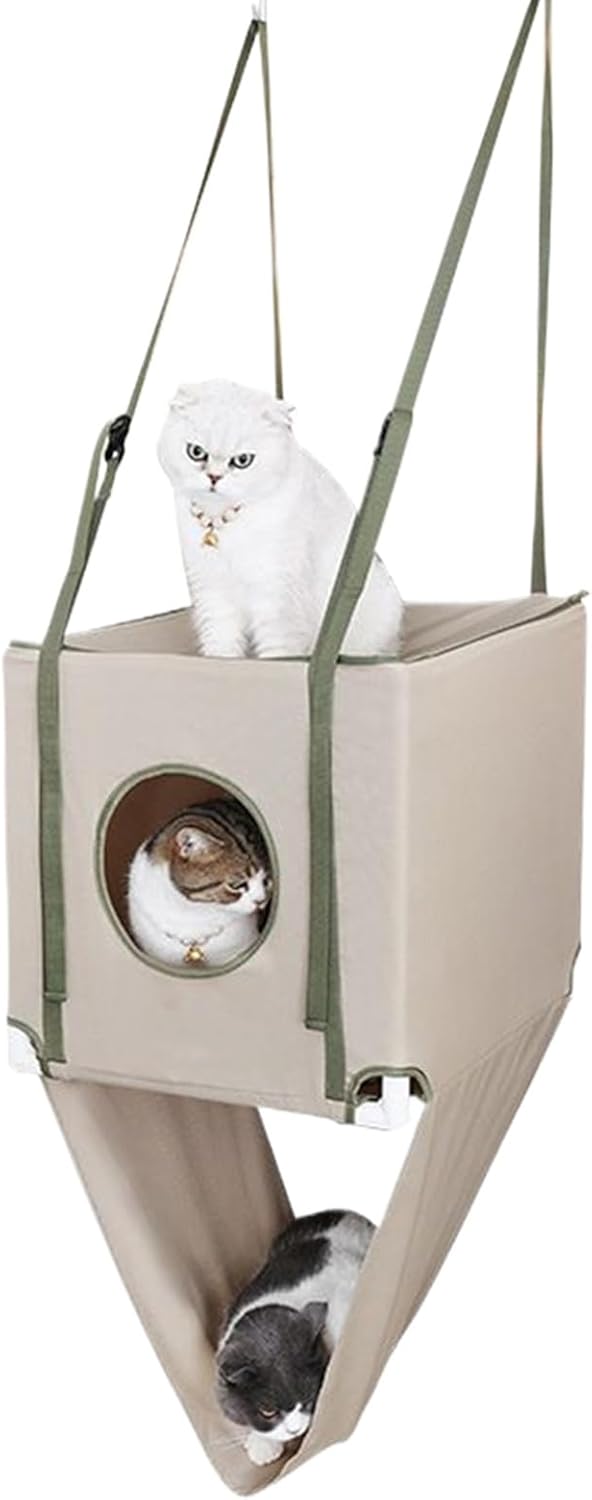 Cat Hammock for Wall - Two-Tier Adjustable Kitten Furniture | Cat Hammock for Door - for Indoor Lounging Playing Snuggling Climbing Nesting Sleeping