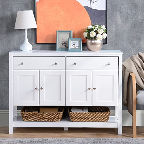 Homcom 47" Coffee Bar Cabinet, Sideboard Buffet Cabinet, Accent Kitchen Cabinet With Adjustable Shelves And Drawers For Living Room, White #TOP7
