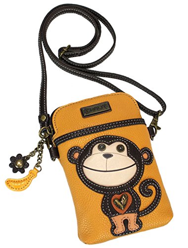 Chala Group Monkey Cellphone Crossbody Handbag - Convertible Strap, Yellow, 5