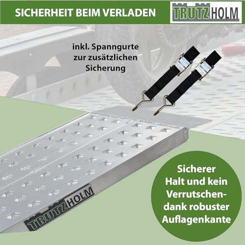 TRUTZHOLM 2 x Auffahrrampen 200 x 28 cm 540 kg als Paar 270 kg Stück Alu gelocht starr grau Verladerampen Motorradrampen