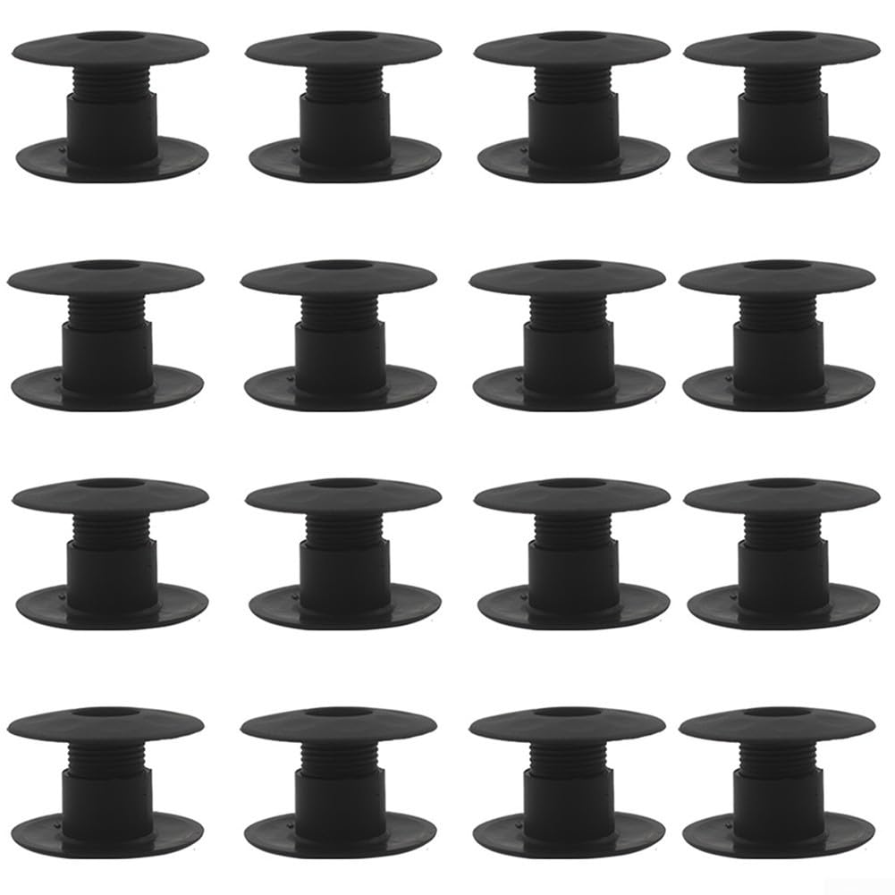 Eawfgtuw 16 cuscinetti di ricambio per biliardino, distanziatori in plastica con diametro interno di 15,8 mm, boccole filettate per parti di riparazione di calcio balilla, nero