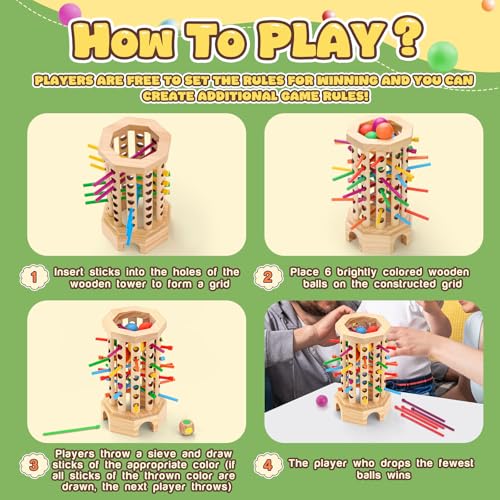 Juego de Mesa de Caída de Bolas de Madera Montessori 3-6 años miniatura 3