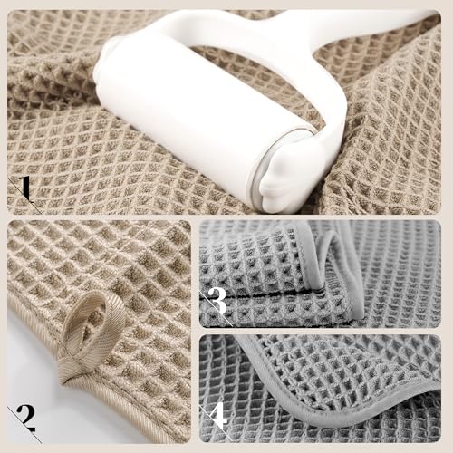Image of POLYTE 430 GSM Microfiber Oversize Quick Dry Lint Free Bath Towel, 60 x 30 in, 4 Pack (Waffle Weave)