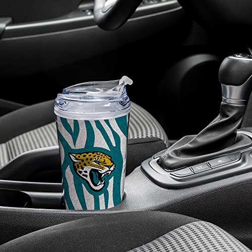 Image of Rico Industries NFL Football Glitter 24oz Acrylic Glitter Tumbler with Hinged Lid, Officially Licensed Double Wall Tumbler with Straw