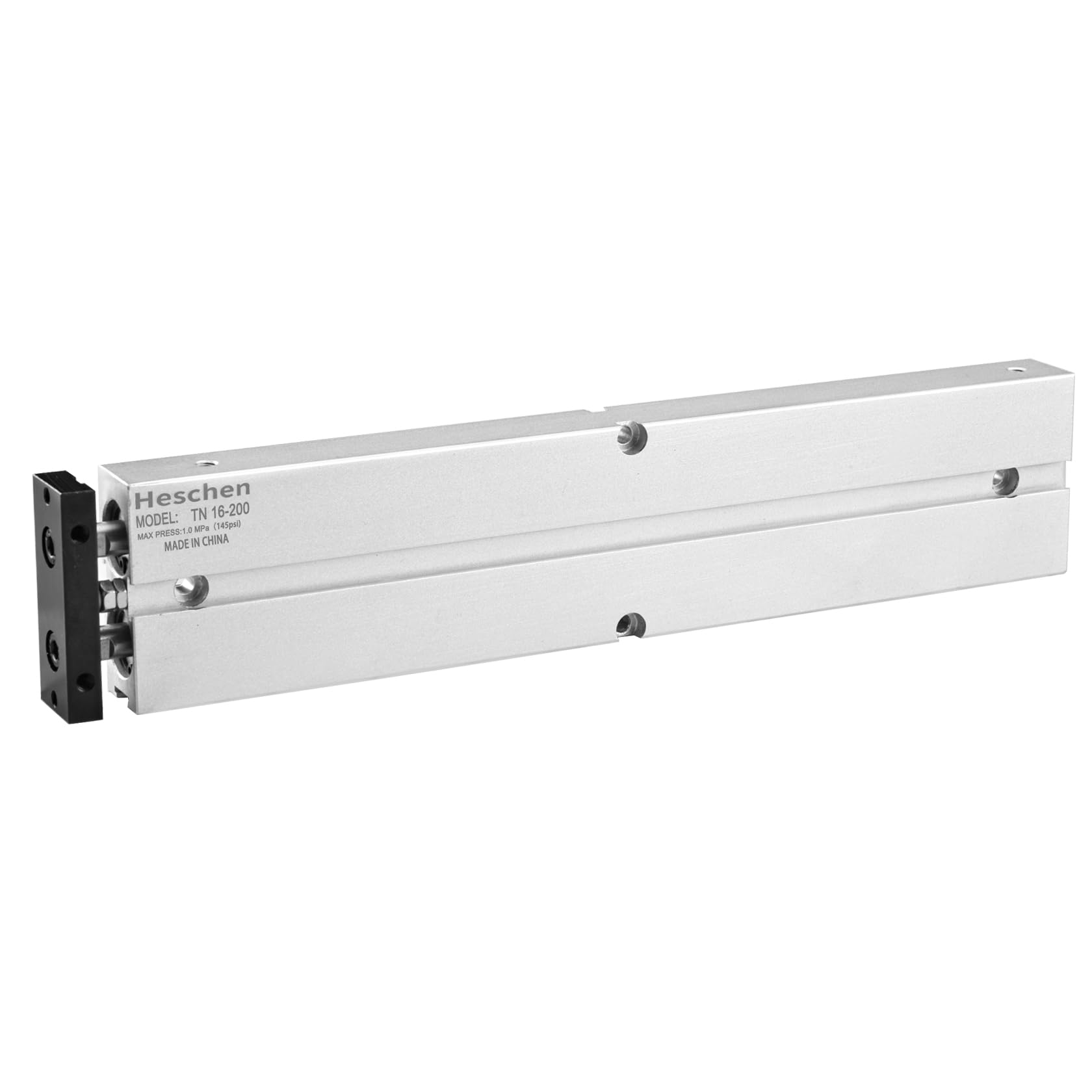 Heschen Cylindre pneumatique TN16-200 (TDA16-200), alésage 16 mm, cylindre pneumatique en aluminium à double tige, avec aimant (course: 200 mm)