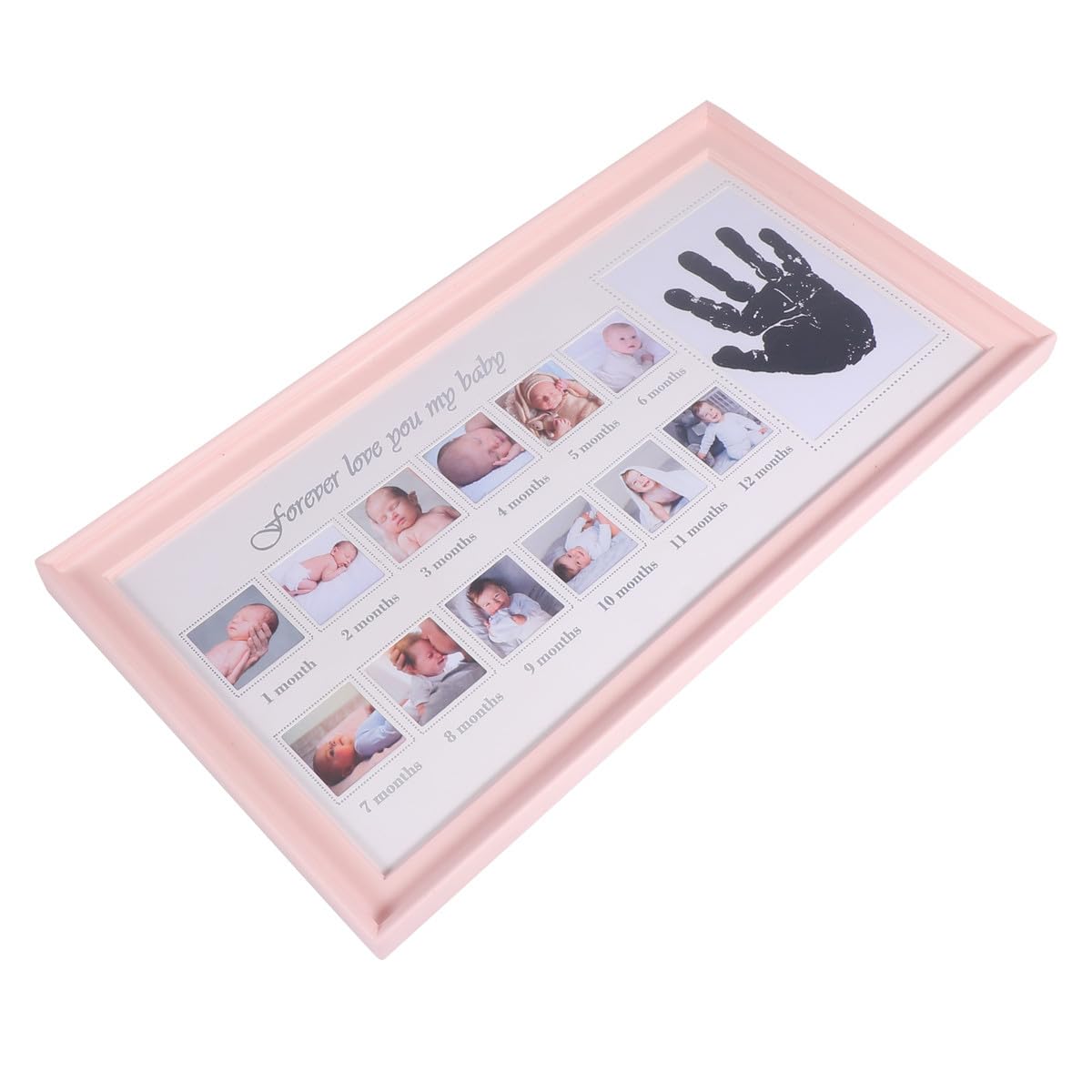 TOYANDONA Marco de Fotos Soporte para 12 Fotos para Recién Nacidos Registro de Crecimiento Color Rosa Material Pvc Obsequio Adecuado para Bebés