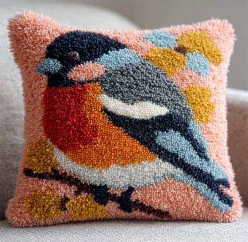 Kit point noué coussin Robin 43x43cm NAHUIGOOD pour création de tapis