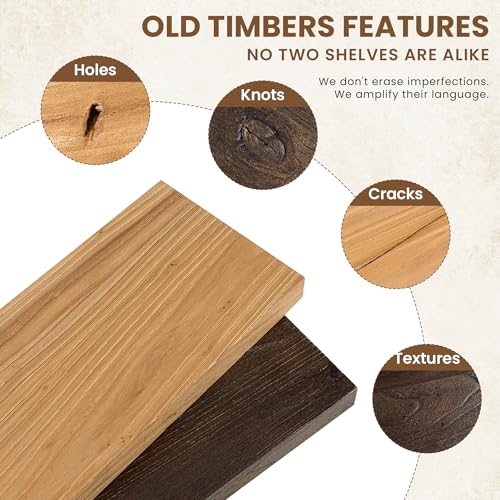Image of Acovy Extra Deep 72 inch Long Rustic Solid Wood Floating Shelves for Wall, Wall Shelves with Invisible Bracket for Living Room Bathroom Bedroom Kitchen, Set of 1, Walnut