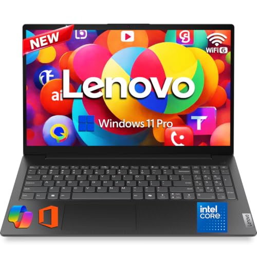 Image of Lenovo 2026 V15 Slim Laptop | 15.6 inch FHD Display | Efficient Intel Quad-Core Processor | 16GB DDR5 RAM | 512GB SSD | Wi-Fi 6 | Ethernet(RJ45) | Long Battery Life | Win 11 Pro | MS 365 for the Web