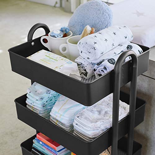 Ecr4Kids 3-Tier Metal Rolling Utility Cart, Heavy-Duty Mobile Storage Organizer With Casters, Office Organization, Kitchen Storage, Classroom Cart, Beauty Cart, Coffee Cart, Mobile Library Cart #TOP5