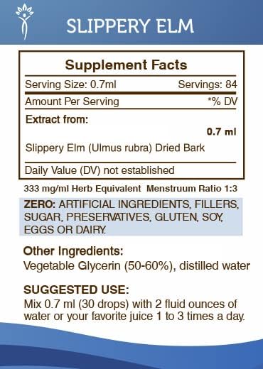 Miniatura 4 de Secrets of the Tribe Extracto líquido sin alcohol de olmo resbaladizo, corteza seca de olmo resbaladizo de cultivo responsable (Ulmus Rubra) 2 onzas