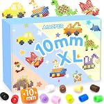 10MM Fuse Beads Kit for Kids - Mixed Colors Fuse Bead Craft Set with Pegboard, Ironing Papers and Accessories, XL Iron Beads for Craft, DIY Arts and Crafts Toys for Kids Gifts for Girls Boys Age 5+