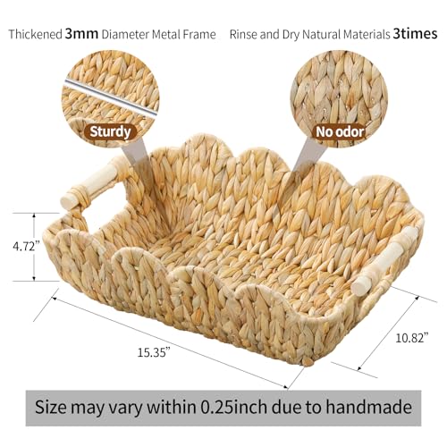 Coeusy 2 Pack Wicker Baskets, Cute Scalloped Baskets,Natural Water Hyacinth by Coeusy - Used condition - Image 4