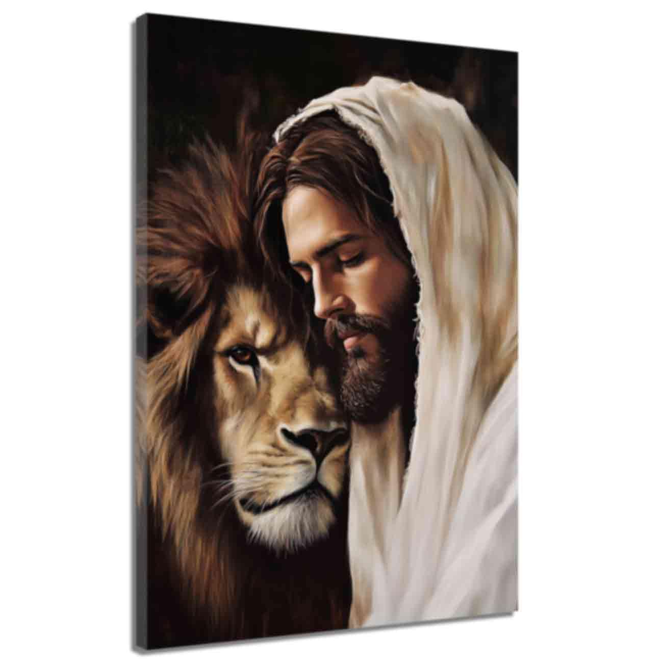 LMYSXAOZ Jesus Pictures for Wall Lion of Judah Christ Walking on Water Prints Canvas Inspirational Gifts Home Decor (Brown,28L x 42W)