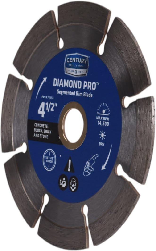 Century Drill & Tool 75454 Professional Segmented Rim Diamond Pro Saw Blade, 4-1/2"