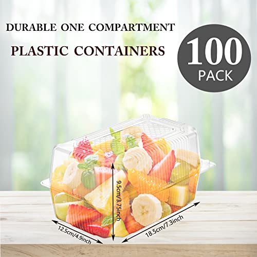 100 Pcs Clear Hoagie Container, 7.3 X 4.9 X 3.8 Inch Plastic Hinged Food Container, Disposable Clamshell Take Out Food Containers For Salads, Hamburger, Fruit, Cake, Cookie, Sandwiches #TOP1