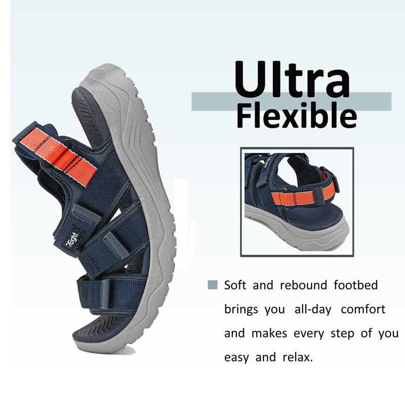 i78 Mens Athletic Walking Sandals with Adjustable Hook and Loop Strap Soft Cushioning Lightweight Comfort Casual for Outdoor Hiking Travel4