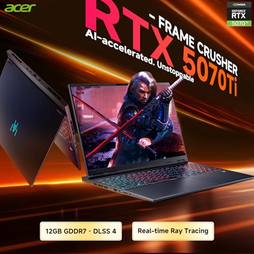 Image of Acer Predator Helios Neo 16S AI Gaming Laptop, Intel Core Ultra 9 275HX Up to 13 NPU Tops, RTX 5070Ti, 32 GB DDR5, 1 TB SSD, 16 inch 240Hz OLED, Win11 Pro, W /RECOLX AI Voice Recorder, REDRAGON Accessories