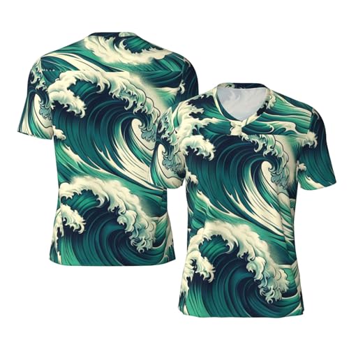 Stylish Athletic Sports Jersey Powerful-Ocean-Wave Men's Rugby Jersey Xx-Large